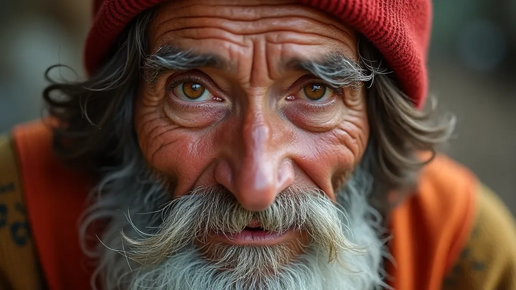 Aboriginal elder looking wise and connected to land