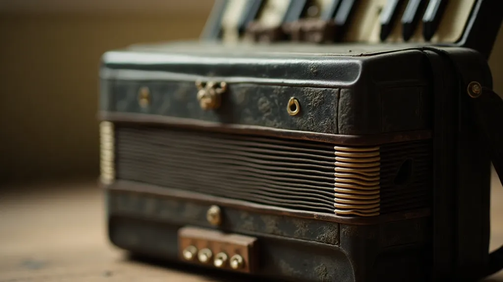 Antique accordion with signs of age and wear