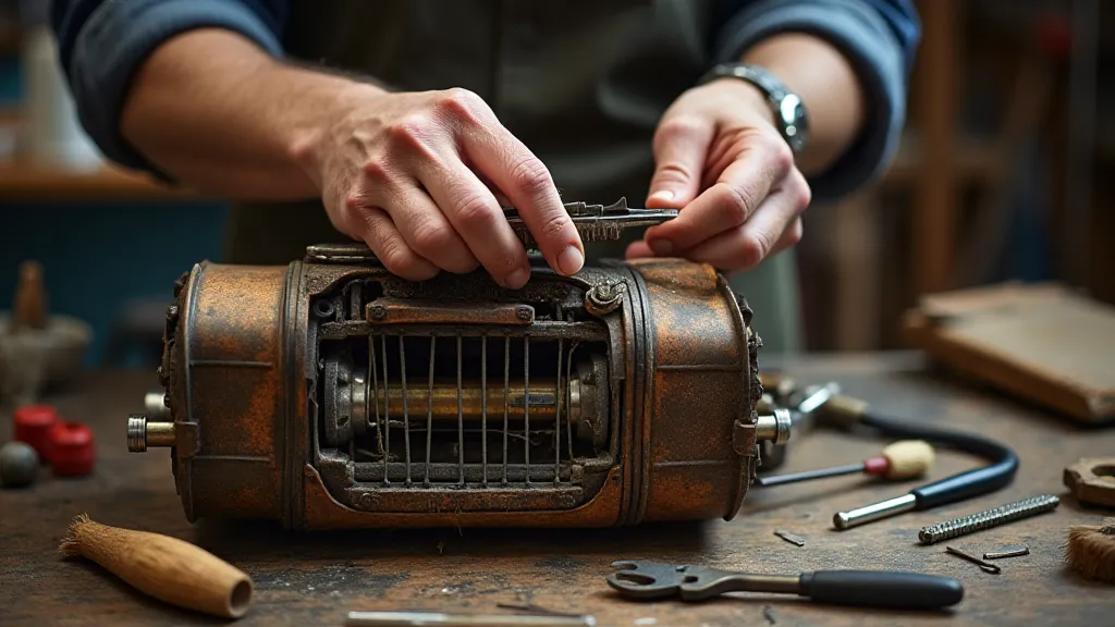 Craftsman repairing an antique accordion