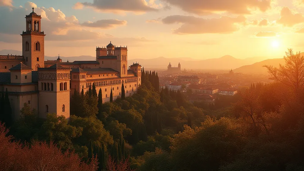 The Alhambra Palace in Granada at sunset