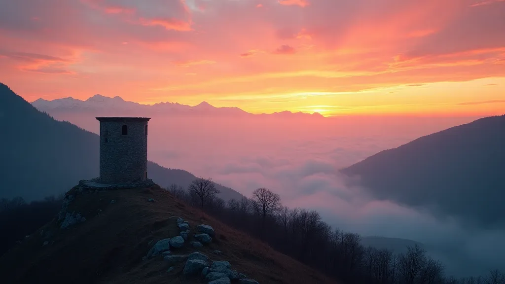 Caucasus mountains at sunset