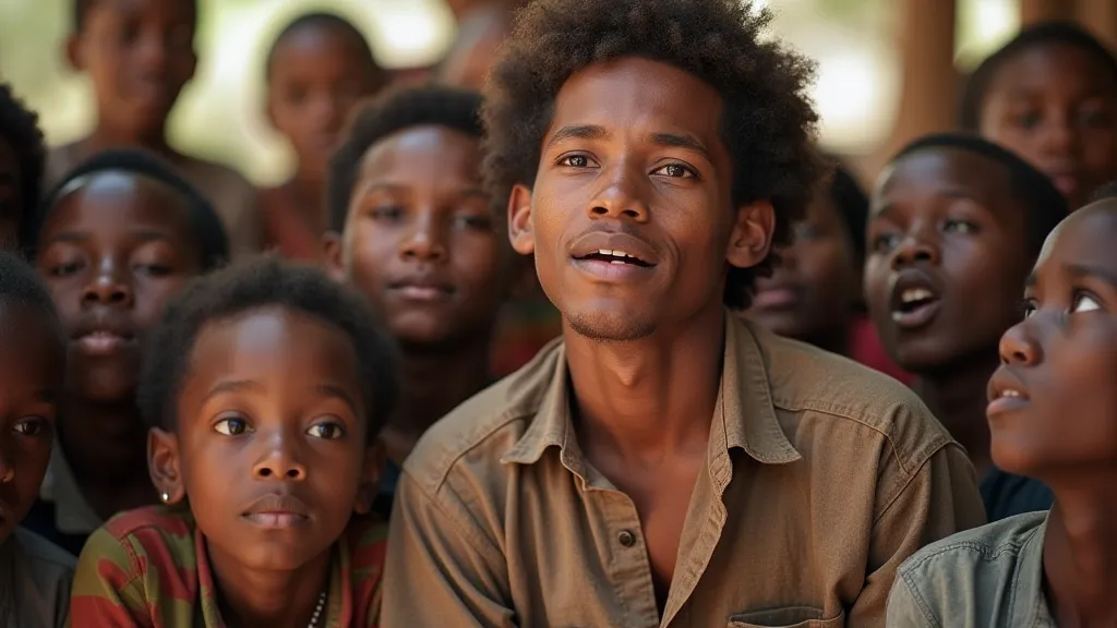 Children listening to a griot