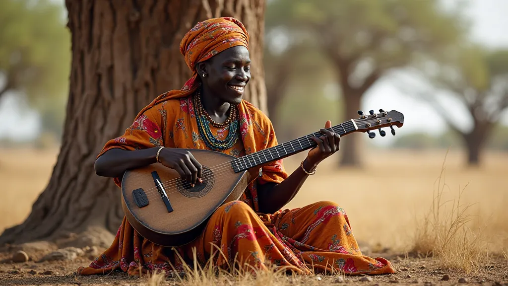 A griot playing the kora