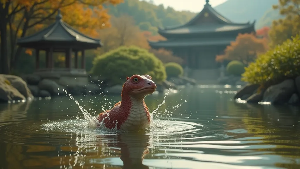 Kappa playing in a pond