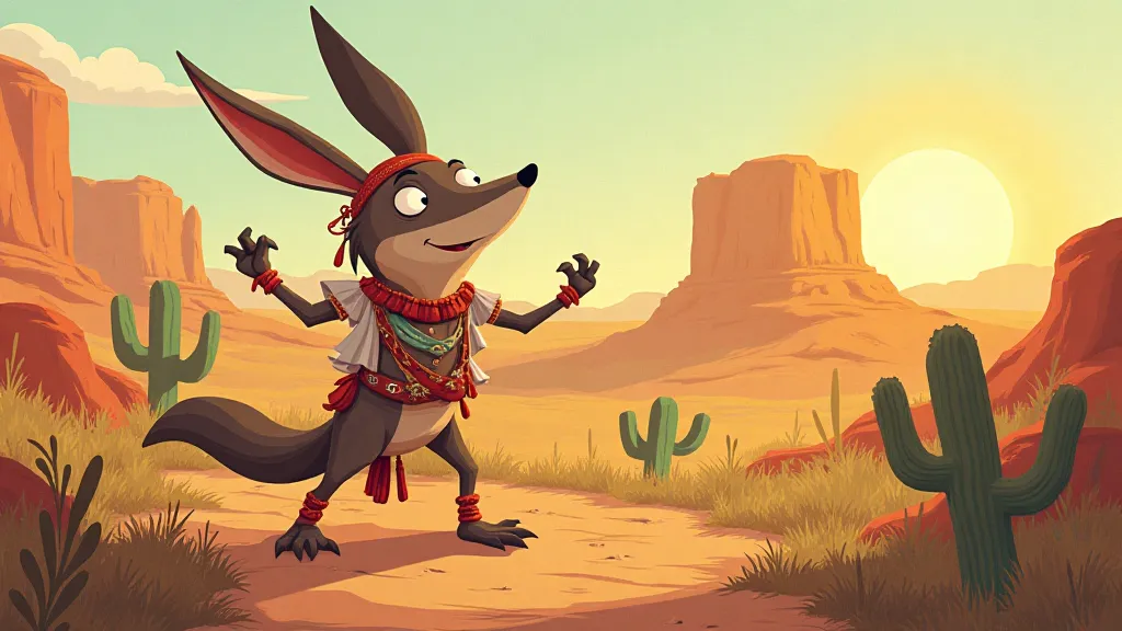 Stylized image of Coyote in a desert setting.