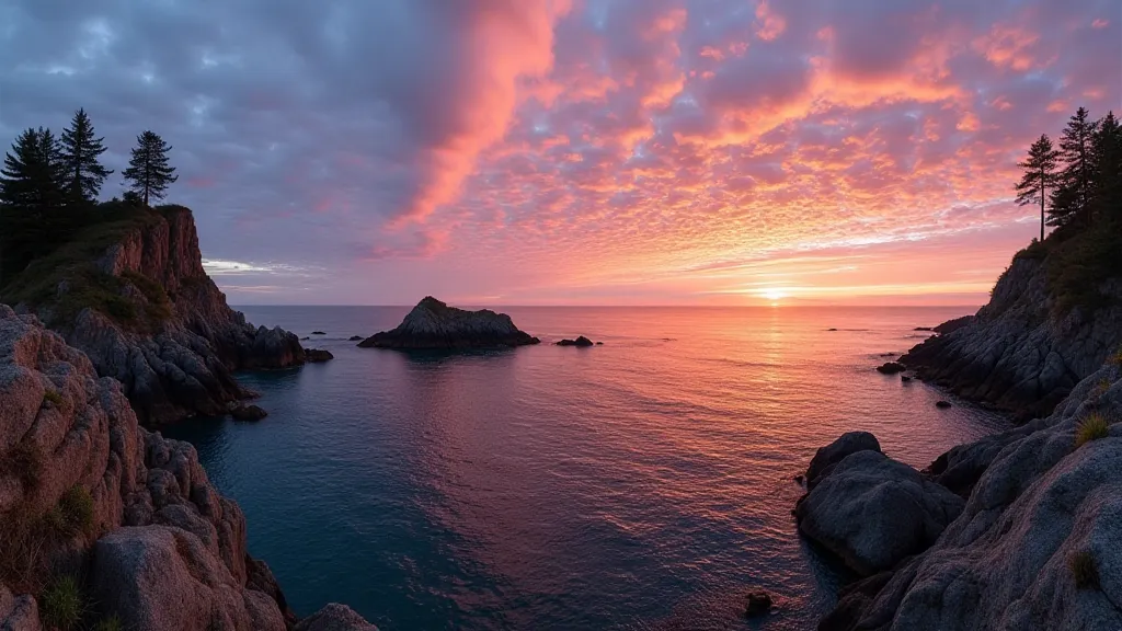 Pacific Northwest coastline at sunset