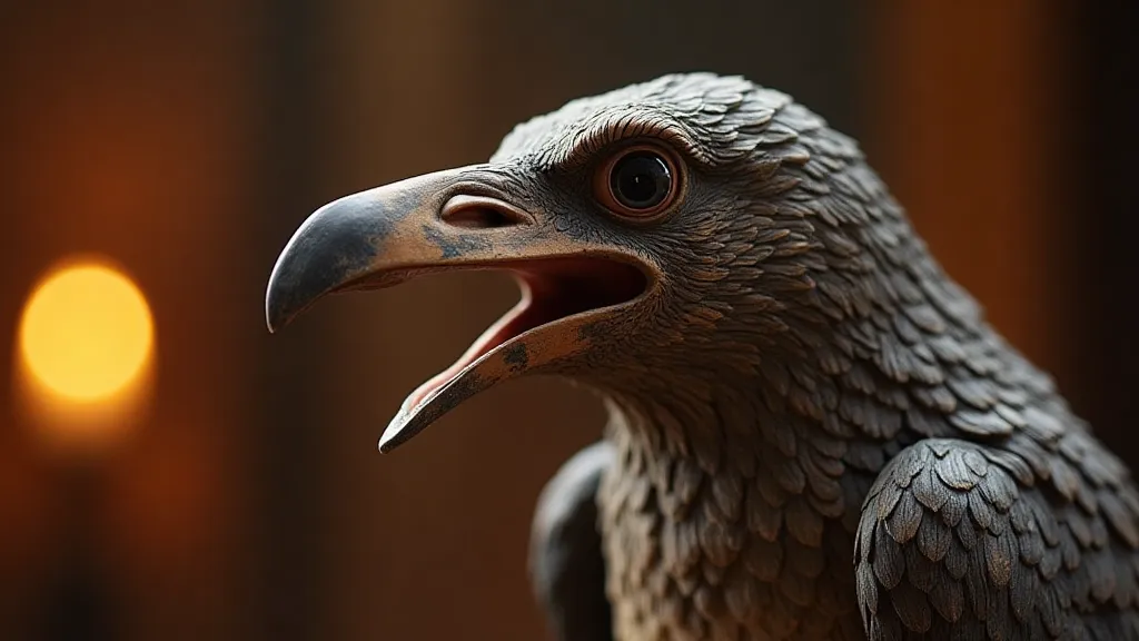 Carved wooden Raven figure