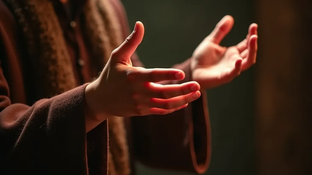 Storyteller's hands gesturing during a performance